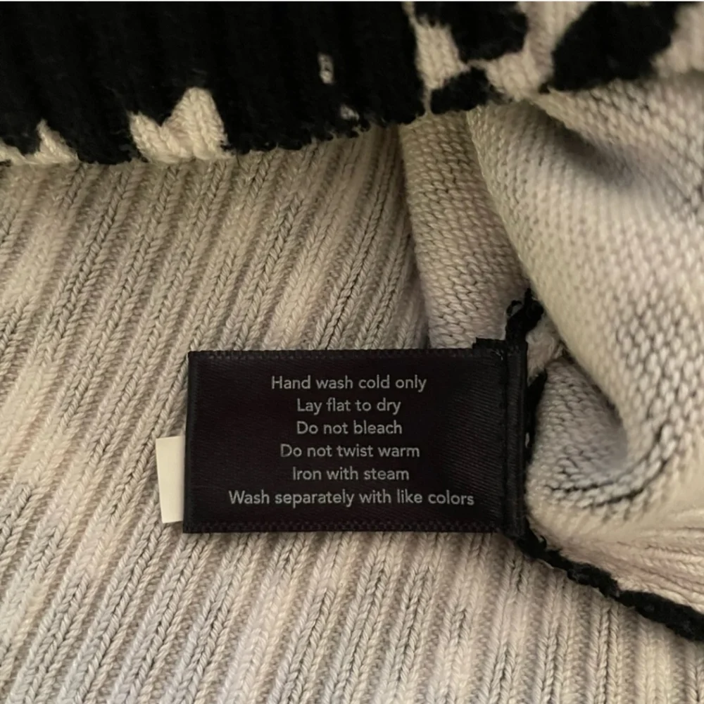 BOSTON PROPER ZIP FRONT ZEBRA BLOCK PRINT SWEATER SIZE 0 BLACK & BONE  ☆ - Picture 10 of 13